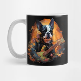 Boston Terrier Playing Guitar Mug